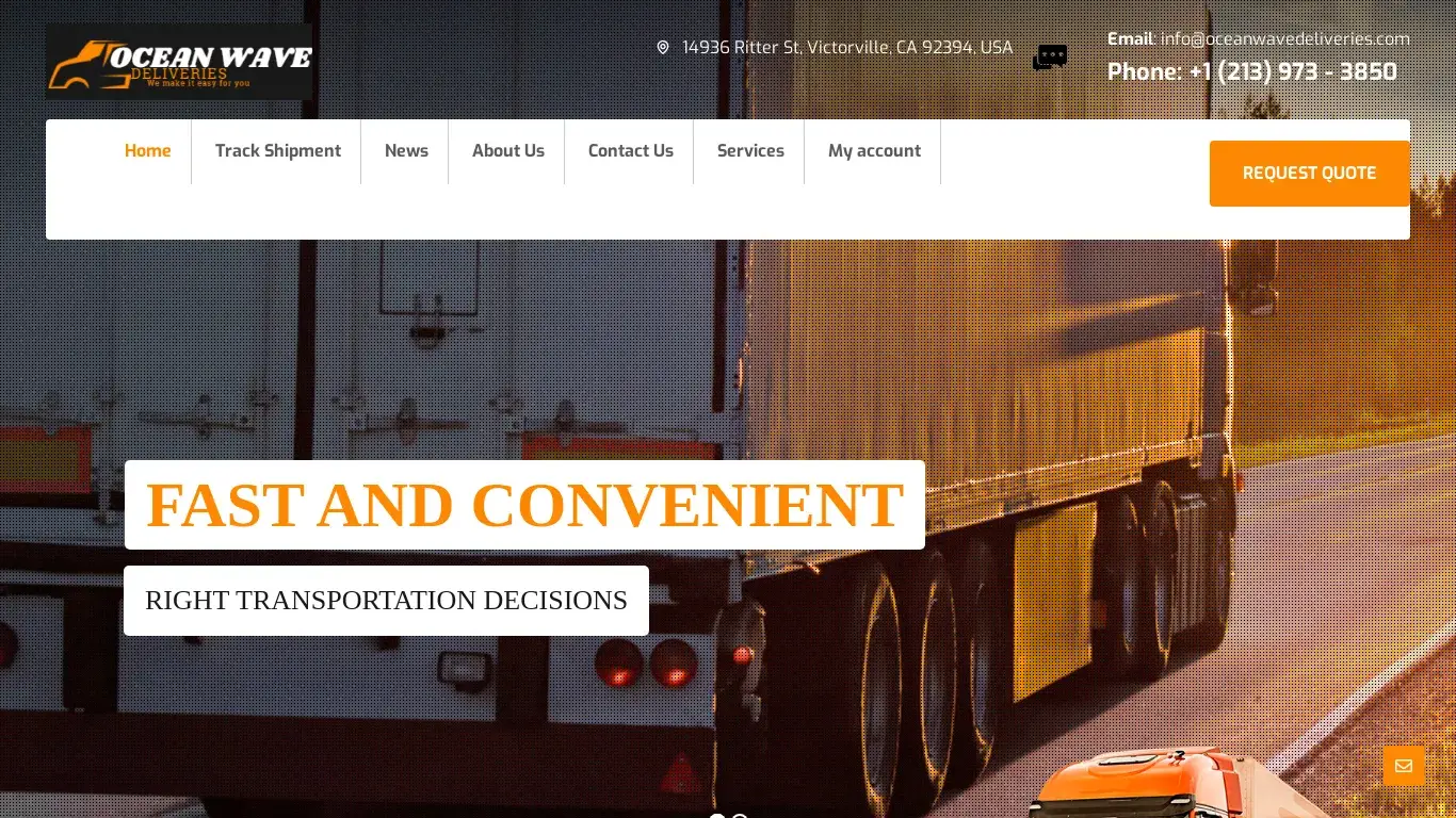 Scam Website Screenshot Oceanwavedeliveries.com
