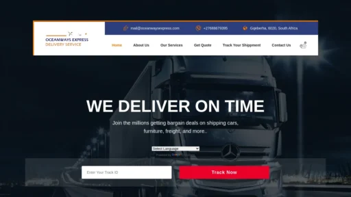 Scam Website Screenshot Oceanwaysexpress.com