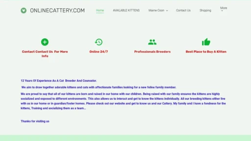 Scam Website Screenshot Onlinecattery.com