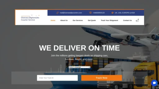 Scam Website Screenshot Overseadipcouriers.com