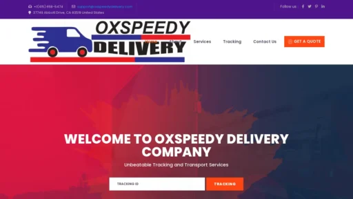 Scam Website Screenshot Oxspeedydelivery.com