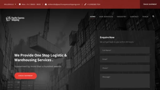 Scam Website Screenshot Pacificexpressshipping.com