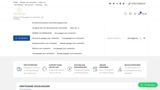 Scam Website Screenshot Papagei-zum-verkaufen.com