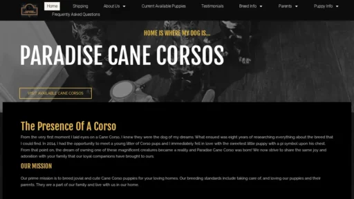 Scam Website Screenshot Paradise-canecorsos.com