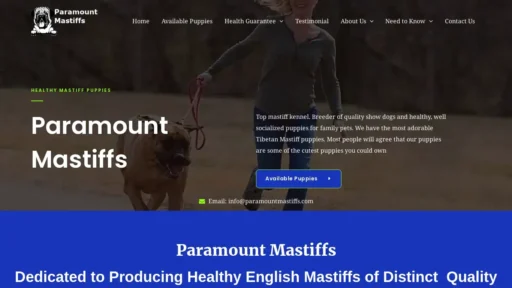 Scam Website Screenshot Paramountmastiffs.com