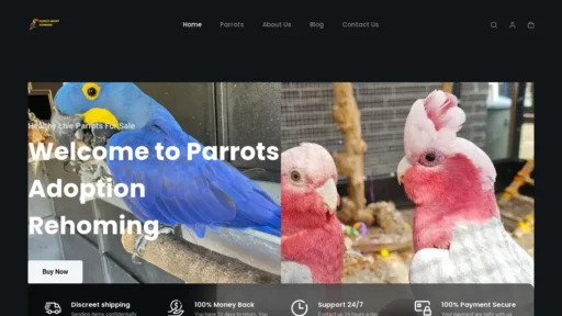 Scam Website Screenshot Parrots-adopt-rohoming.com