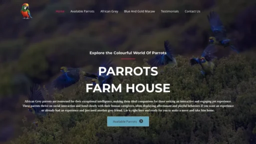 Scam Website Screenshot Parrotsfarmhouse.com