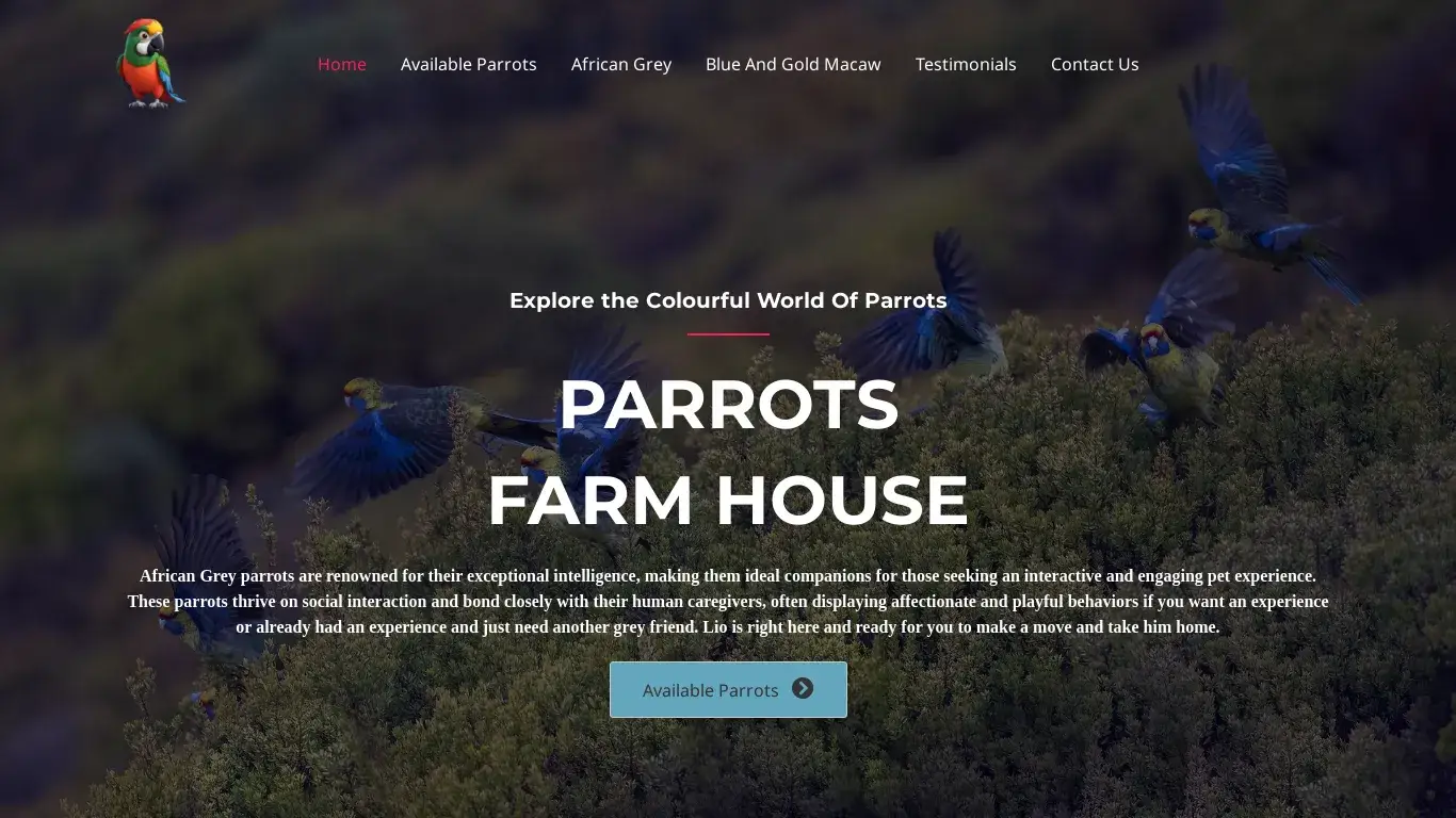Scam Website Screenshot Parrotsfarmhouse.com