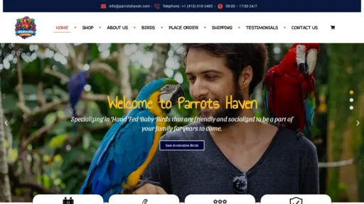 Scam Website Screenshot Parrotshaven.com