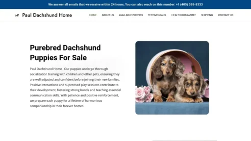 Scam Website Screenshot Pauldachshundhome.com