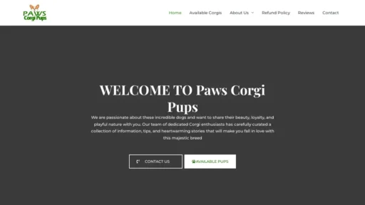 Scam Website Screenshot Pawscorgipups.com