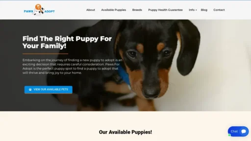 Scam Website Screenshot Pawsforadopt.com