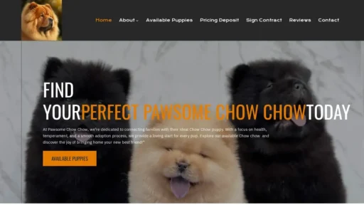 Scam Website Screenshot Pawsomechowchows.com