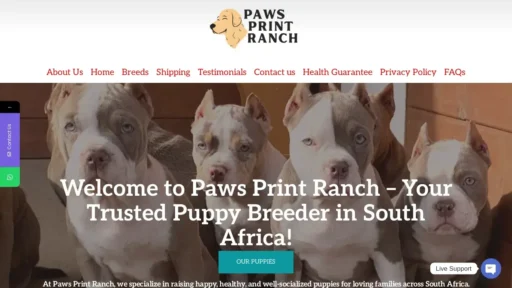 Scam Website Screenshot Pawsprintranch.com