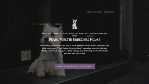 Scam Website Screenshot Pearlwestiebreedeshome.com