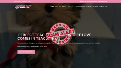 Scam Website Screenshot Perfectteacupyorkies.com
