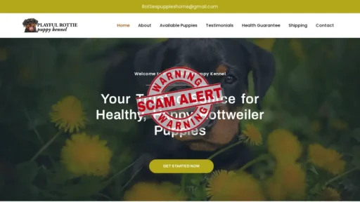Scam Website Screenshot Playfulrottiepuppykennel.com