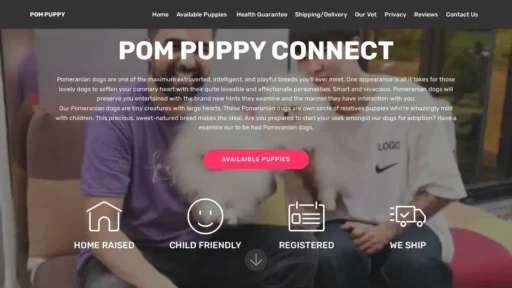 Scam Website Screenshot Pompuppyconnect.com