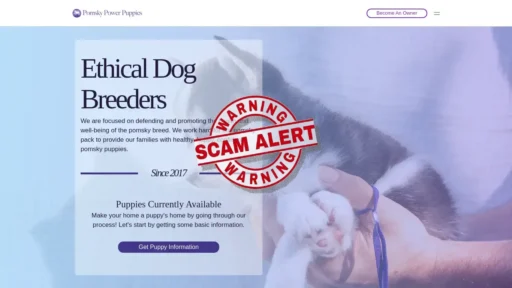 Scam Website Screenshot Pomskypowerpuppies.com