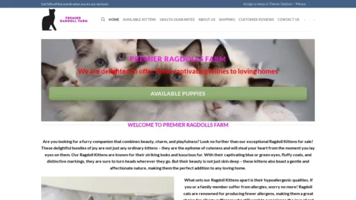 Scam Website Screenshot Premierragdollsfarmcattery.com