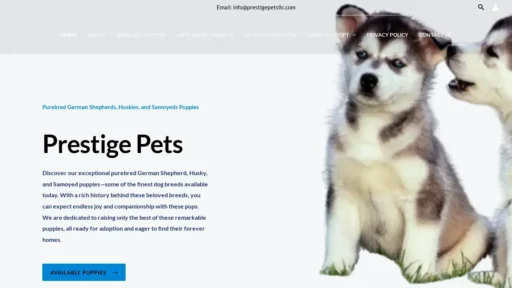 Scam Website Screenshot Prestigepetsllc.com