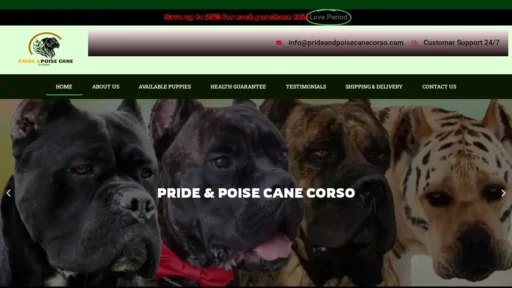 Scam Website Screenshot Prideandpoisecanecorso.com