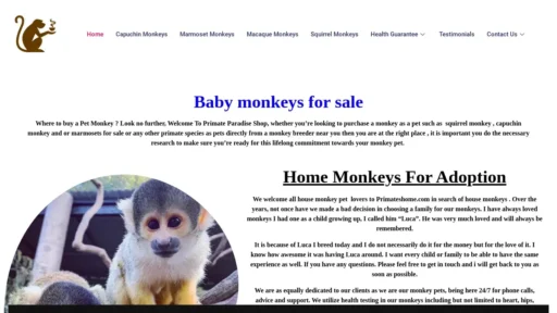 Scam Website Screenshot Primateparadiseshop.com