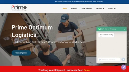 Scam Website Screenshot Primeoptimumlogistics.com