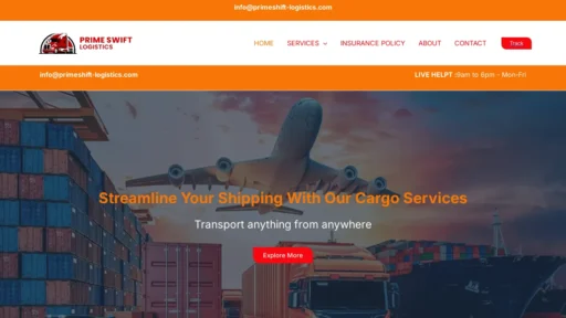 Scam Website Screenshot Primeshift-logistics.com