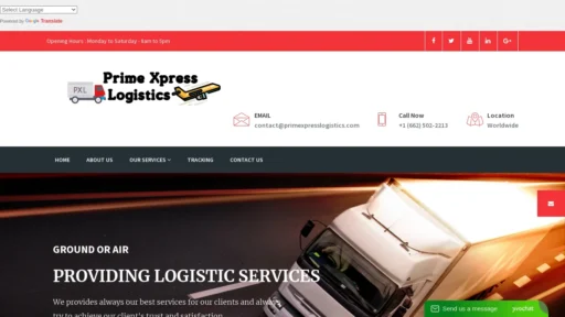 Scam Website Screenshot Primexpresslogistics.com