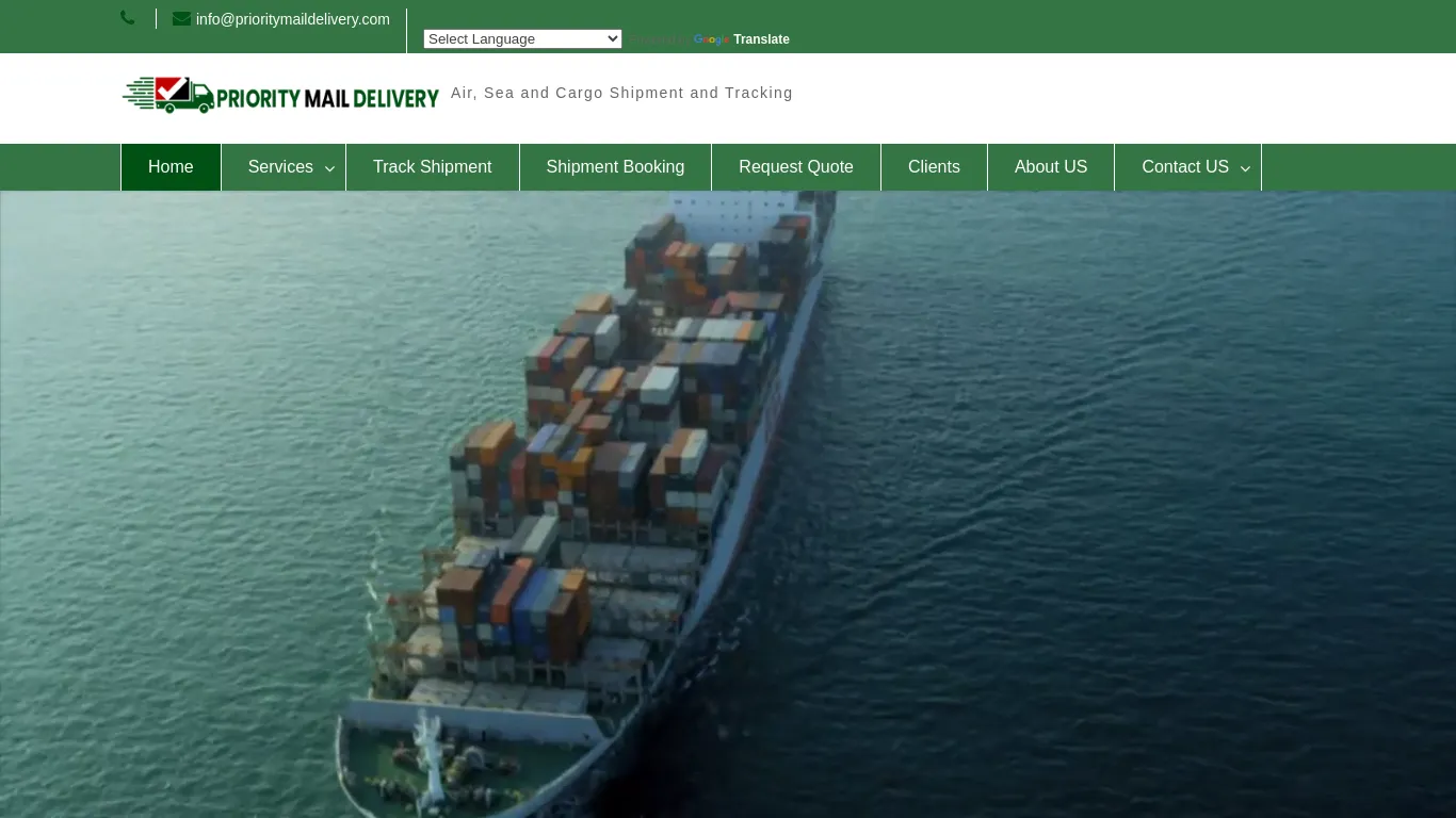 is Priority Mail Delivery – Air, Sea and Cargo Shipment and Tracking legit? screenshot