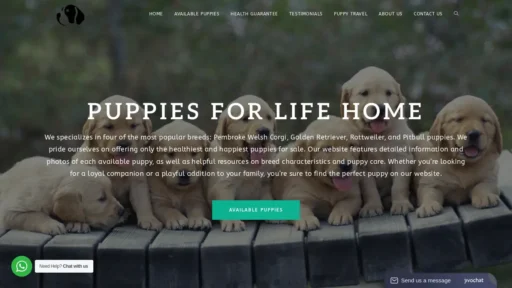 Scam Website Screenshot Puppiesforlifehome.com