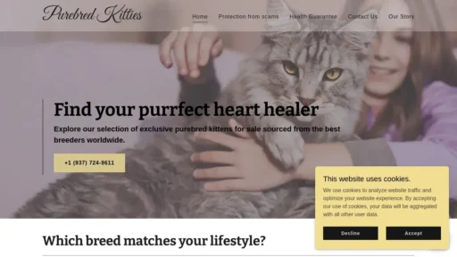 Scam Website Screenshot Purebredkittles.com