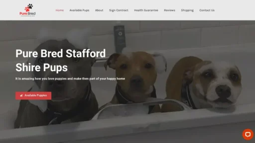 Scam Website Screenshot Purebredstaffordshirepups.com