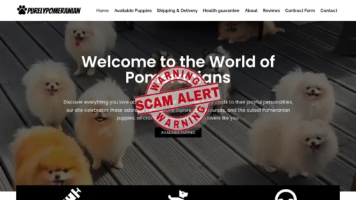 Scam Website Screenshot Purelypomeranian.com