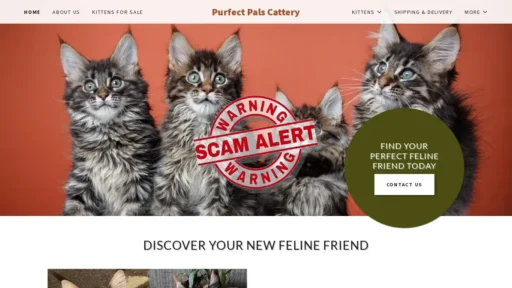 Scam Website Screenshot Purfectpalscattery.com