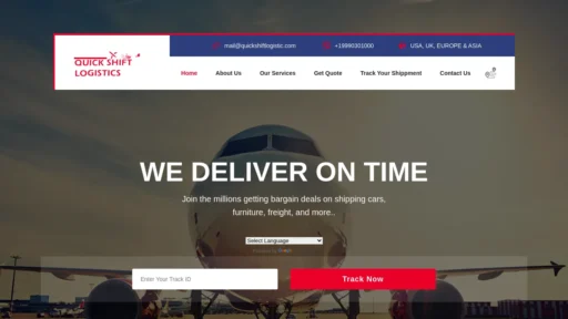 Scam Website Screenshot Quickshiftlogistic.com