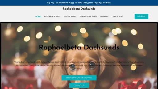 Scam Website Screenshot Raphaelbetadachsunds.com