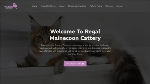 Scam Website Screenshot Regalmainecooncattery.com