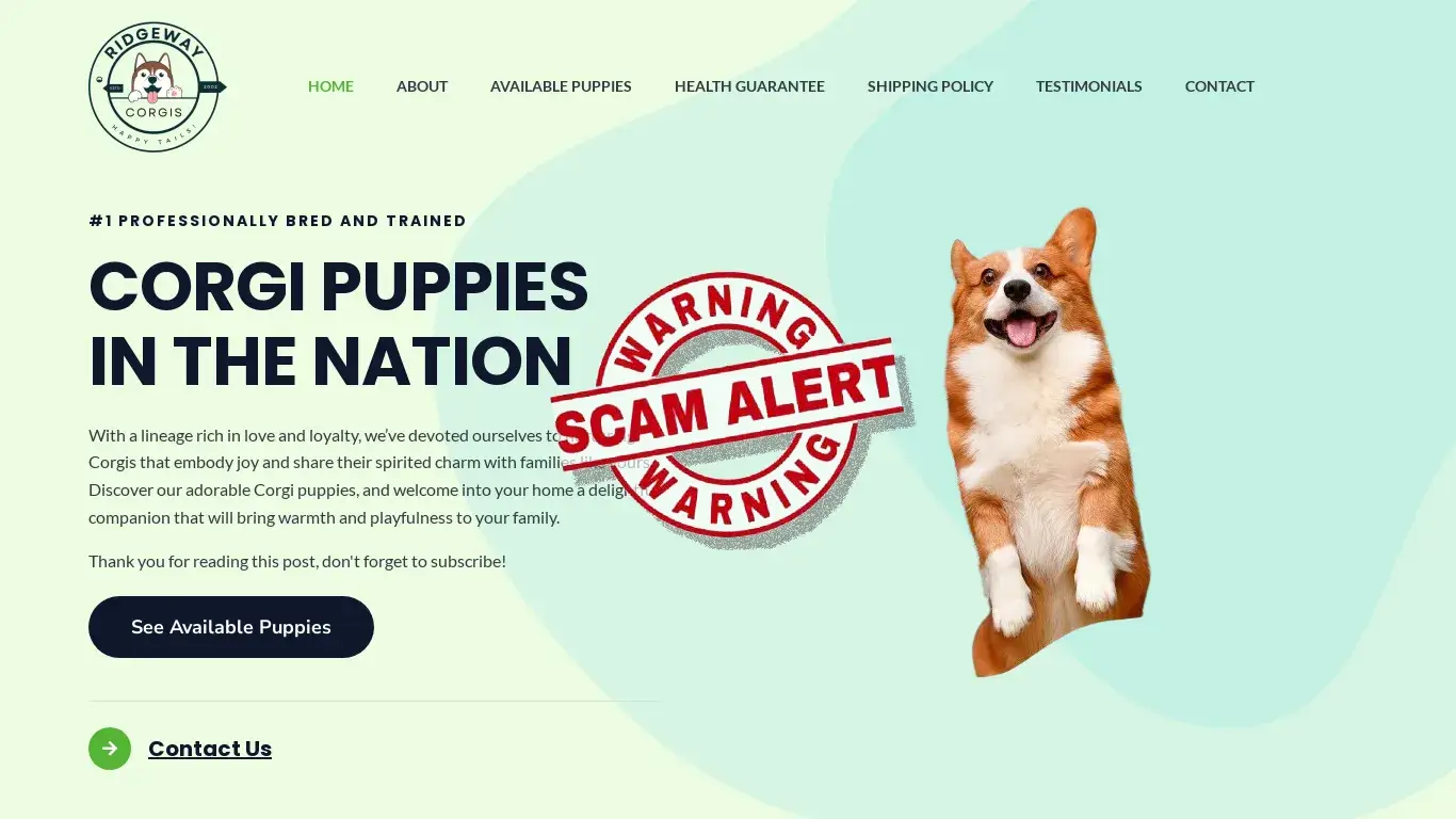 is ridgewaycorgis.com legit? screenshot
