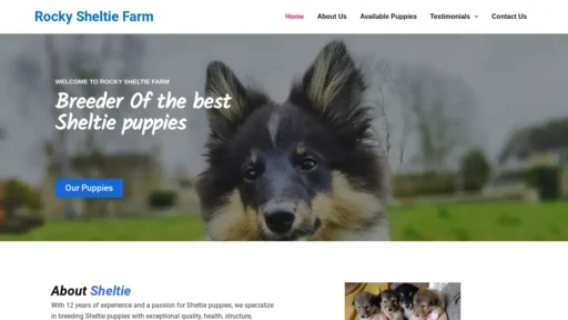 Scam Website Screenshot Rockysheltiefarm.com