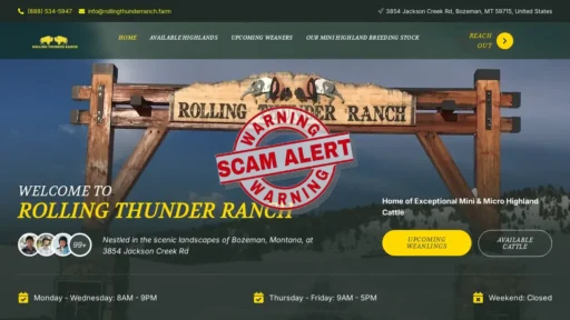 Scam Website Screenshot Rollingthunderranch.farm