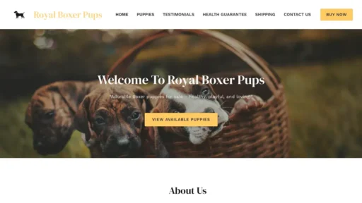 Scam Website Screenshot Royalboxerpups.com