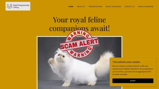 Scam Website Screenshot Royalcompanionship.com
