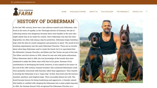 Scam Website Screenshot Royaldobermanfarm.com