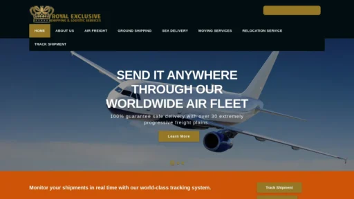 Scam Website Screenshot Royalexclusivecourieservices.com