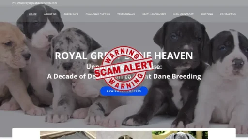 Scam Website Screenshot Royalgreatdanehaven.com