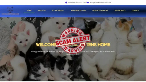 Scam Website Screenshot Royalkittenshome.com