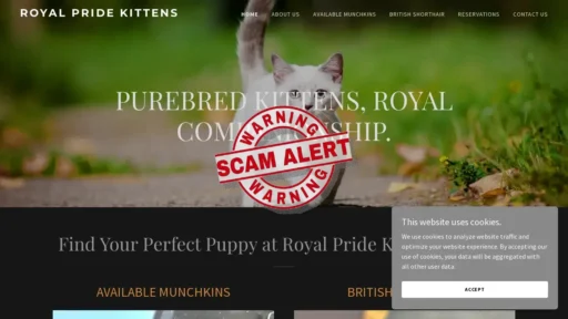 Scam Website Screenshot Royalpridekittens.com