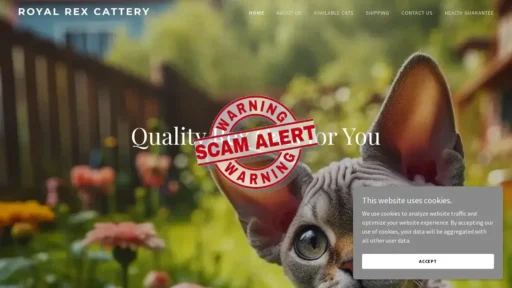 Scam Website Screenshot Royalrexcattery.com